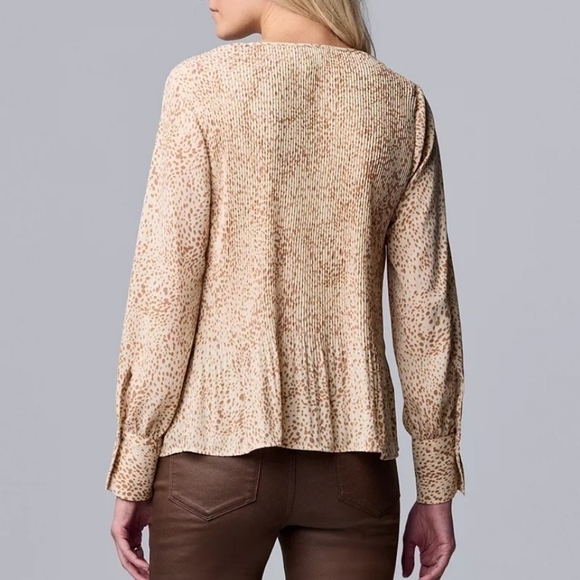 Simply Vera Wang Flowy Top Baloon Sleeve Ruffle Hem Small Bohemian Cottagecore - Picture 2 of 11